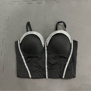 Black Embellished Bustier Top